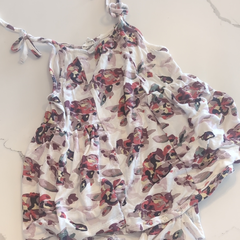 kate quinn White Romper with Pink, Purple & Red Floral Print